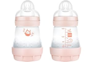 Mam Easy Start Biberon anti-colique, auto-stérilisant avec tétine de débit 3, 4 mois et plus, 320 ml, rose - modèles aléatoire