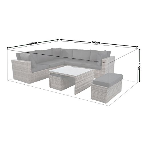 habeig® Schutzhülle für Gartenmöbel 300 x 250 x 80 cm ++ Premiumqualität aus 140g / m² PP Woven Gewebe wasserdicht ++ für große Sitzgruppe - 3