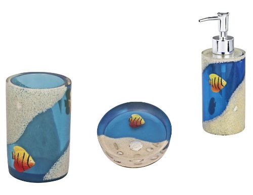 3 tlg. WENKO BAD SET Mare handgefertigt SEIFENSPENDER SEIFENSCHALE ZAHNPUTZBECHER