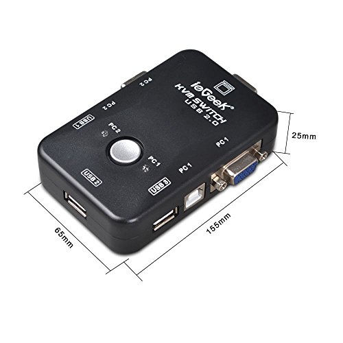 2 Port USB KVM Switch Box VGA + 2Stk Kabel für PC Monitor / Tastatur / Maus-Steuerung (2 Port USB KVM Box) - 5