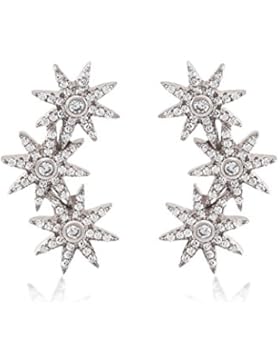Ingenious Jewellery Ohrklemme aus Sterling-Silber mit Pavé-Fassung, 3 Sterne