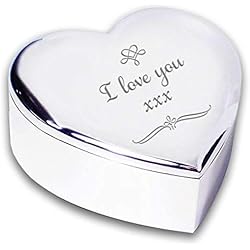 I Love You acabado en plata Swirl joyero caja regalos Ideas para su romántico para mujer mi novia esposa madre cumpleaños Navidad San Valentín Día aniversario de boda novia madre de hijo Hija