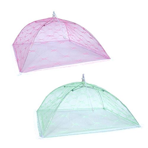 Set Fliegenhaube - Speiseschirm - Abdeckhaube - Lebensmittel - Schirm 41 cm in grün und pink