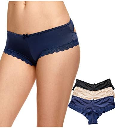 Dobreva Women's Lace Panties Crisscross Sexy Hipster Panty Bikini Pack of 3
