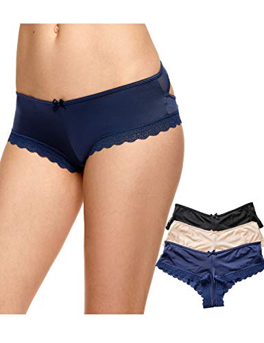 Dobreva Women's Lace Panties Crisscross Sexy Hipster Panty Bikini Pack of 3