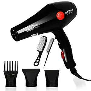 Pick Ur Needs Salon Grade Professional 35500 Watts Hair Dryer with Comb Reducer, Black (2800New)