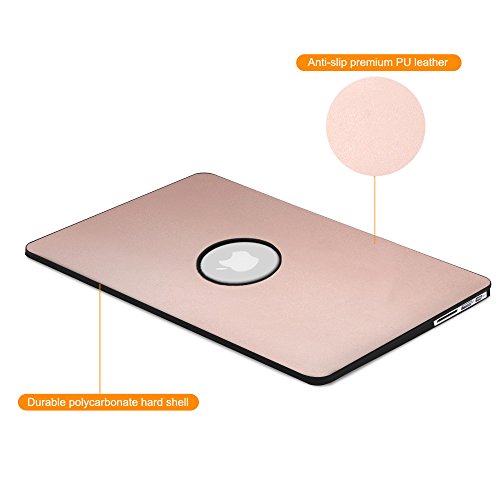 Fintie MacBook Air 13 Hülle Case – Ultra Slim Hochwertige Kunstleder Coated Hard Shell Schutzhülle Tasche für Apple MacBook Air 13.3″ (A1466 / A1369) , Roségold - 3