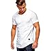 Produktbild Herren Sommer Shirt Slim Fit Sport Kurzarm-Shirt O Hals Muscle Oberteile Bluse,Hevoiok Mode Männer lässig Gefaltete Raglan ärmel Tees Shirt Tops Baumwolle (Weiß, XL)