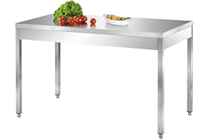 TECNA FOOD Tavolo da lavoro in acciaio INOX per cucine professionali bar hotel - profondità 70 cm - altezza 85 cm regolabile (90x70x85cm)
