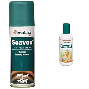 Himalaya Combo of Scavon Spray, 100 ml & Erina-EP Tick and Flea Control Shampoo, 200 ml