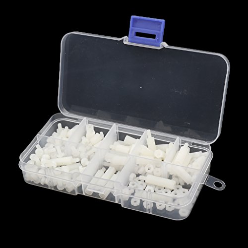 M3 Nylon Schraubenmutter Scheibe Sortiment Satz Sechskantschrauben Pattsituation Box – Weiß, 180pcs - 6