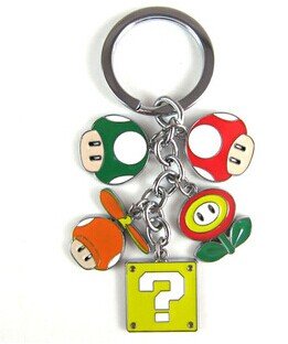 Preisvergleich Produktbild Super Mario Bros – Schlüsselanhänger mit Blume, Pilzen, Block
