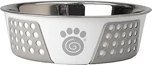 Pet Rageous Fiji 6.5 Cups Stainless Steel Bowl in White/Light Gray