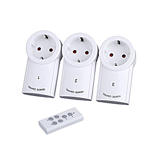 Preisvergleich Produktbild Funksteckdosen Set Funk 3x Steckdose + 1x Fernbedienung 60HZ , 20m , 230v