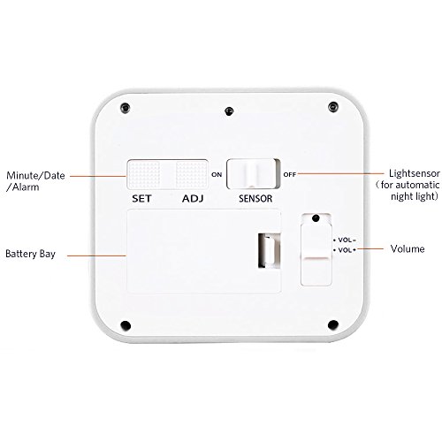 Digital Wecker, Schwerkraft-Sensor Wecker Multi Funktionen Wecker betrieben mit großen Bildschirm, Datum, Zeit, Kalender, Temperaturanzeige, Alarm, Countdown für Kinder, Jugendliche, Teenager weiß - 6
