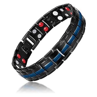 Jeracol Magnetic Bracelet Mens Magnetic Therapy Bracelet With Double 4 Health Elements Health Link Mens Magnetic Bracelets For Arthritis Pain Relief With Remove Tool & Gift Box.