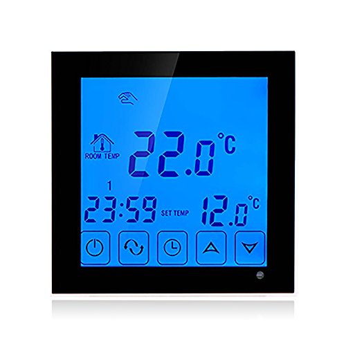 Preisvergleich Produktbild BEOK tds23-ep Raumthermostat Thermostat programmierbar Touchscreen Temperatur Controller mit langem extern Sensor für elektrische Fußbodenheizung, 200 V bis 240 V, 16 A, schwarz, 240.00 voltsV