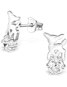 Laimons Kids Kinder-Ohrstecker Kinderschmuck Reh Rehkitz glanz Zirkonia Sterling Silber 925