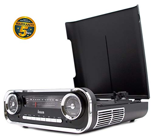 Giradischi designer auto d'epoca 2 altoparlanti stereo da 3w integrati lettore lp con radio fm