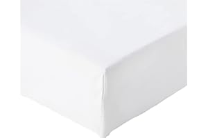 Amazon Basics Bedding Soft Microfibre King Size Fitted Sheet with 12 inch (30 cm) Deep Pocket, 150 x 200 cm, White