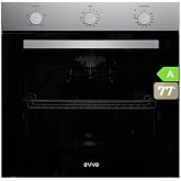 EVVO H10 Inox &ndash; Electric Recessed Oven of 72L, Energy Efficiency A, 4 Cooking Programs with Grill, Triple Glazing Door and Ti