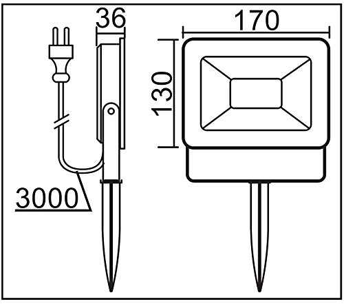 Trango 10 Watt IP65 LED Gartenstrahler Arbeitstrahler Teichstrahler 6000K TG3080 - 4