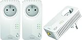 Contenido: kit CPL con 3 tomas Powerline Powerline 500 Mbps con toma encajable (16 A MAX) y puerto Ethernet, 2 cables de red RJ45 (Gigabit Ethernet).
