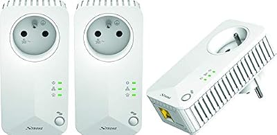 Strong CPL 500 Mbps, Kit de 3 adaptateurs CPL avec prise gigogne intégrée - Boitier CPL compatible avec toutes les box Internet fibre et adsl - Blanc
