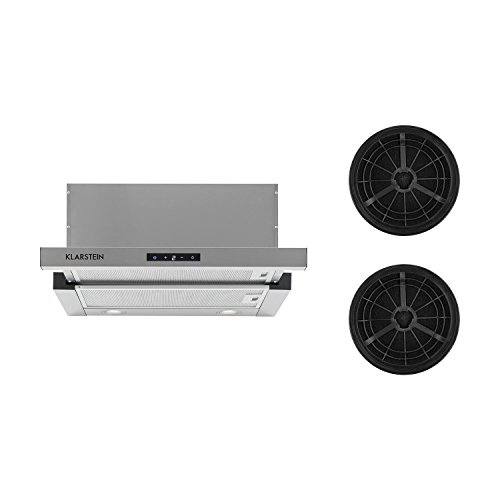 Klarstein Vinea - Hotte, îlot 60 cm + 2 filtres, recyclage d'air, 610 m³/h, argent