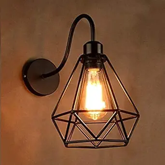 Groeien Antique Decorative Diamond cage Wall Lamp Pendant Hanging Indoor Outdoor Light (Black, Bulb not Included)