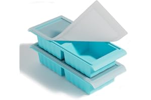 HOMAGICAL 2 Pack Silicone Freezer Tray for Soup Ice Cubes,2-Cup Soup Freezer Molds with Lid for Meal Prep, Makes 4 2-Cup Soup Portion Freeze Trays for Storing 250mL/500mL Broth, Soup, Leftovers and Sauce