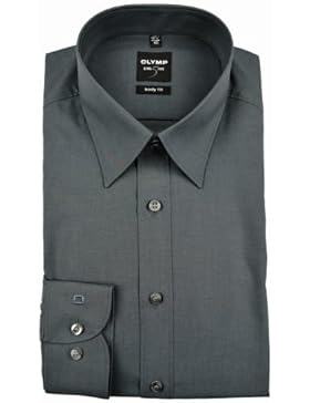 Olymp Hemd, Body Fit Level Five mit extra langen Ärmel 69cm, Anthrazit