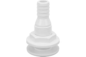aqxreight Thru Hull Fitting Boat Through Hull Connector 3/4in ABS Plastic Hose Coupling Drain Outlet Accessory for Marine Boat Plumbing Fittings(White)