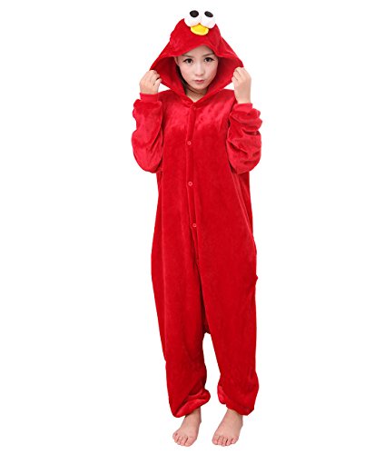 Cosplay Pijamas, Yimidear Unisexo Adulto Ropa de dormir Traje de Dormir Disfraz de Animales Kigurumi Onesie (M, Elmo)