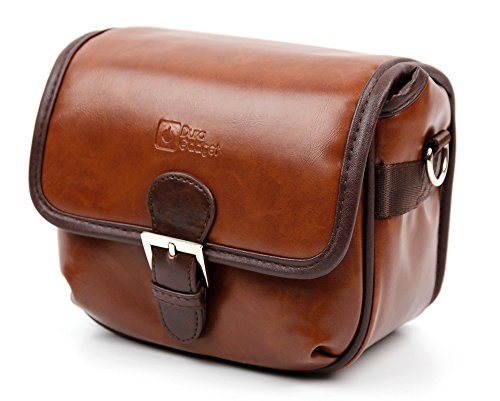 Duragadget Housse modulable Aspect Cuir Marron pour Canon EOS 1300D  EOS 700D  EOS 750D  EOS M6  EOS M10  EOS M3  EOS 800D et EOS 77D appareils Photo