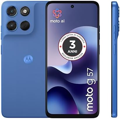 Motorola moto g57 con 3 anni di garanzia (8/256GB, Fotocamera 50+8MP+flicker sensor, Display 6.72" 120Hz, 5100mAh, Snapdragon 6s Gen 4, Android 16), PANTONE Regatta