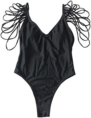 Xsiapas Women 1 Piece Swimsuit Sexy Deep V Neck Backless Swimwear Pool Party Tassel Bikini Beachwear