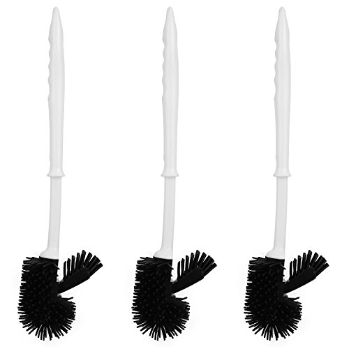 3er Set WC Bürste mit Silikon Bürstenkopf Toilettenbürste Klobürste schwarz weiß