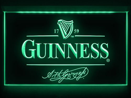 Preisvergleich Produktbild Guinness Unterschrift LED Zeichen Werbung Neonschild Grün