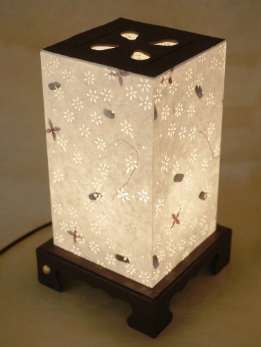 Lámpara de Dormitorio Papel de Arroz a Mano Tradicional Coreano Diseño de Flores Art Deco Marrón Asia Oriental Mesilla de Noche Decoración Doméstica Original
