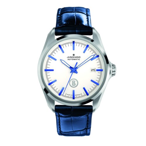 Junghans Bogner Willy Automatic 027/4280.00 - Reloj analógico automático para hombre, correa de cuero color azul (agujas luminiscentes)