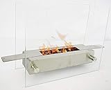 Mit Bioethanol betrieben clic-and-get KL11 LISSABON Bio Ethanol Kamin EDELSTAHL Tischkamin Gelkamin Silber NEU, klar