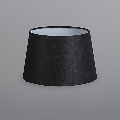 QAZQA Leinen Lampenschirm 25cm rund DS E27 leinen schwarz , Rund konisch Schirm Pendelleuchte, Schirm Stehleuchte, - 3