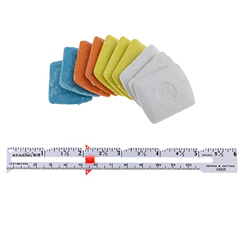 FITYLE Assorted 15 cm Sewing Measuring Gauge Ruler and Tailor's Chalk for DIY Clothing Accessories