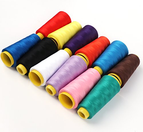 12tlg. Overlockgarn Nähgarn 18000M 40/2 mehrfarbige Overlock ilauke Nähen Garn je Kone 1500 Meter (1640 Yard) 100% Polyester - 6
