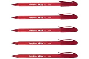 Paper Mate InkJoy 100 Triangular Ballpoint Pens with Cap Medium Nib Red Pack of 5aa