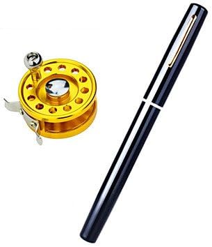 Pen Fishing Rod FRP with Steel Reel 20m Fishing Line Hooks Lures Float FN11 , blue
