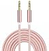 Produktbild I-Sonite (Rose Gold) Gold überzogenes Nylonmaterial Geflochtene 3.5mm Buchse an Buchse Anschluss Aux AUX-Audiokabel [2 METER] Für STK Storm 2e Pluz