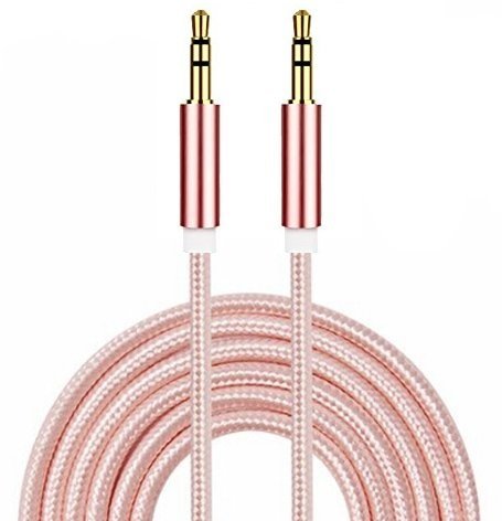 I-Sonite (Rose Gold Gold Plated Nylon Material Braided 3.5mm Jack To Jack Connection Aux Auxiliary Audio Cable [ 3 METER ] For Velocity Micro Cruz T408