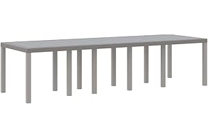 vidaXL Table de Jardin Gris Clair 300 x 100 x 73 cm polyrotin, Table rectangulaire en Acier Moderne, Grande pour Jardin et terrasse, Meuble d'extérieur résistant !